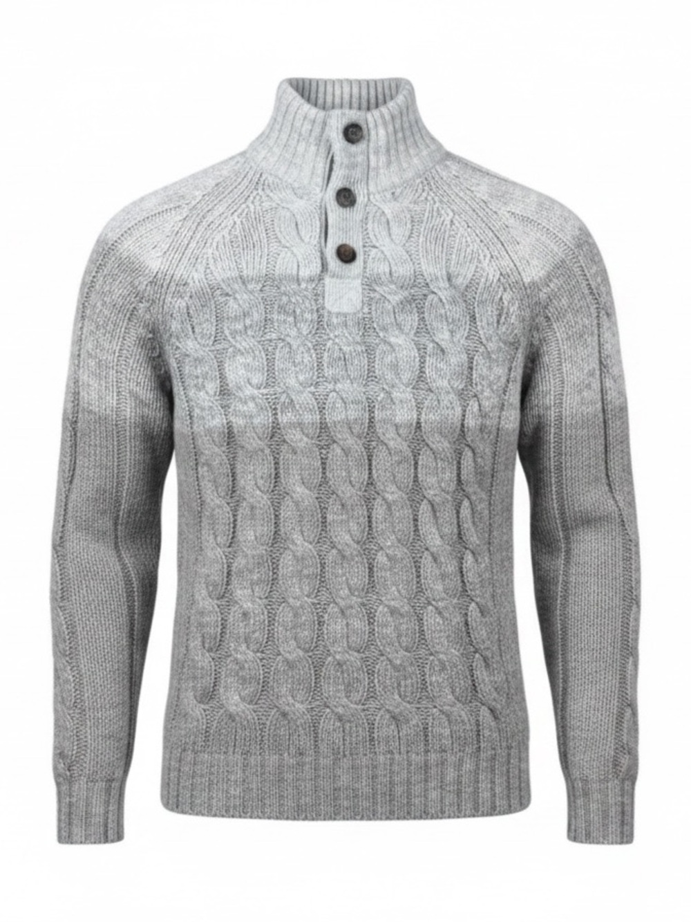 Weatherproof Vintage Men’s Ombré Cable Knit Quarter Button Mock Neck Sweater Tan